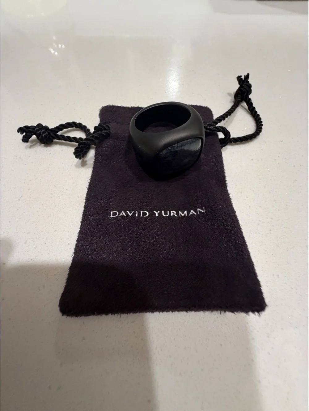 David Yurman Men's Titanium and Pietersite Ring Size 10